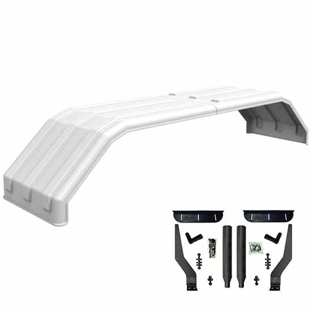 White Minimizer Square Back Bruiser Series Full Fender With Black Composite Mounting Brackets - 104 X 26 X 18 Inch