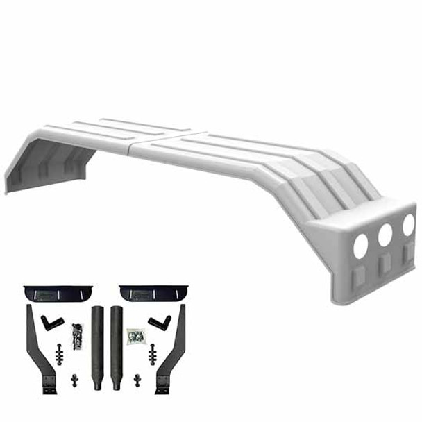 White Minimizer Square Back Bruiser Series Full Fender With Light Box and Black Composite Mounting Brackets - 108 X 26 X 18 Inch