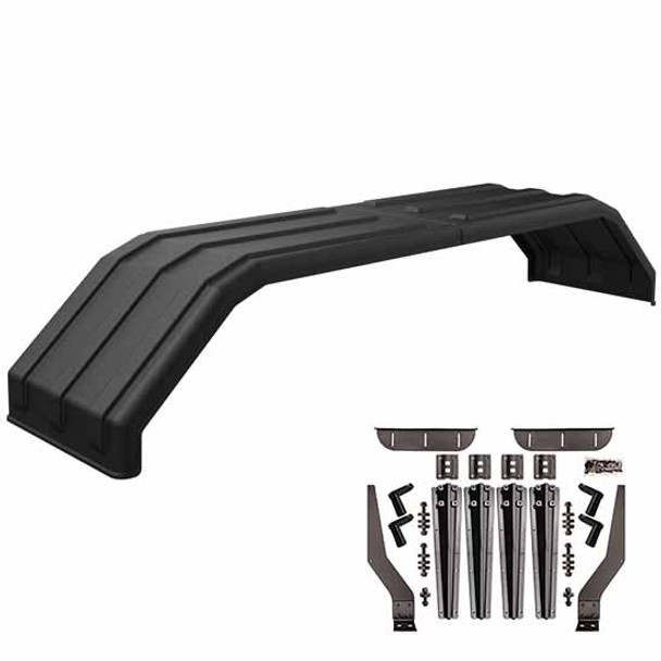 Black Minimizer Square Back Bruiser Series Full Fender With Carbon Fiber Plastic Mounting Brackets - 108 X 26 X 18 Inch