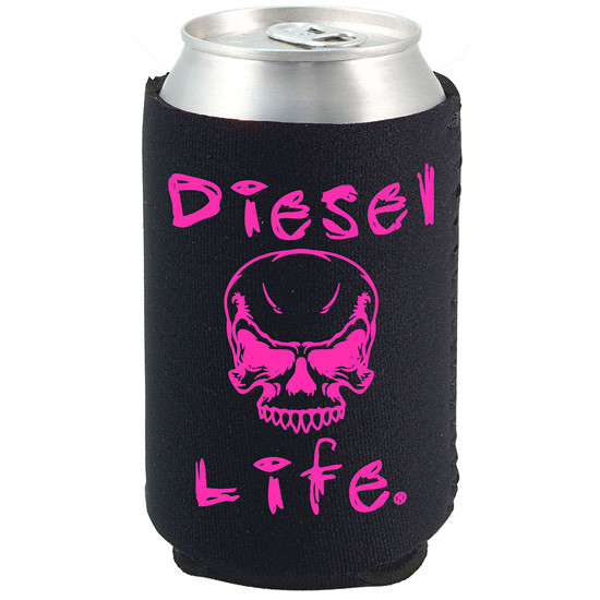 Diesel Life Black and Pink Can Koozie