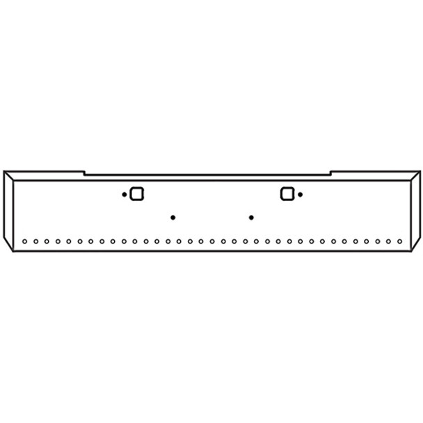 Kenworth W900B 20 Inch Chrome Texas Boxed End Bumper W/ Tow 35 Rnd 3/4 Inch & Rnd End 3/4 Inch Light Holes