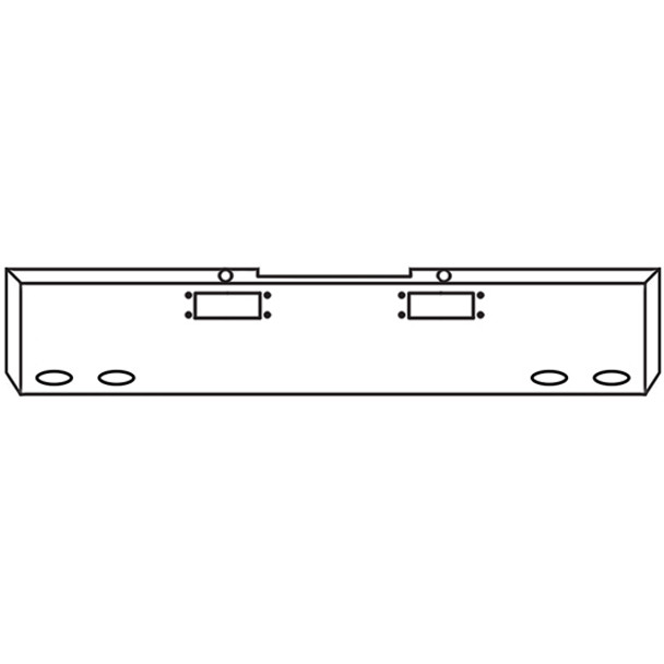 Peterbilt 352 359 20 Inch Chrome Texas Bumper W/ Boxed Ends - Tow & 4 M1 - P1 Light Holes By Valley Chrome
