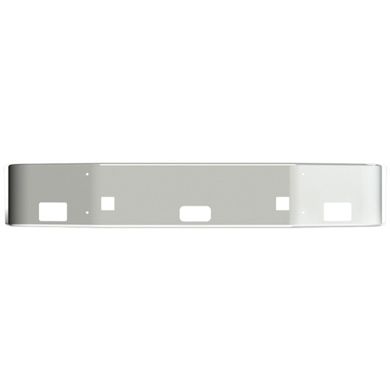 Peterbilt 384, 386 SBA 18 Inch Stainless Steel Bumper W/ Tow, Step & Rectangular Fog Light Holes By Valley Chrome