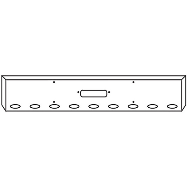 Western Star 4900 SFA 20 Inch Chrome Texas Bumper W/ Boxed Ends- Center Tow & 9 M1 - P1 Light Holes By Valley Chrome Western Star 4900 SFA 20 Inch Chrome Texas Bumper W/ Boxed Ends- Center Tow & 9 M1 - P1 Light Holes By Valley Chrome