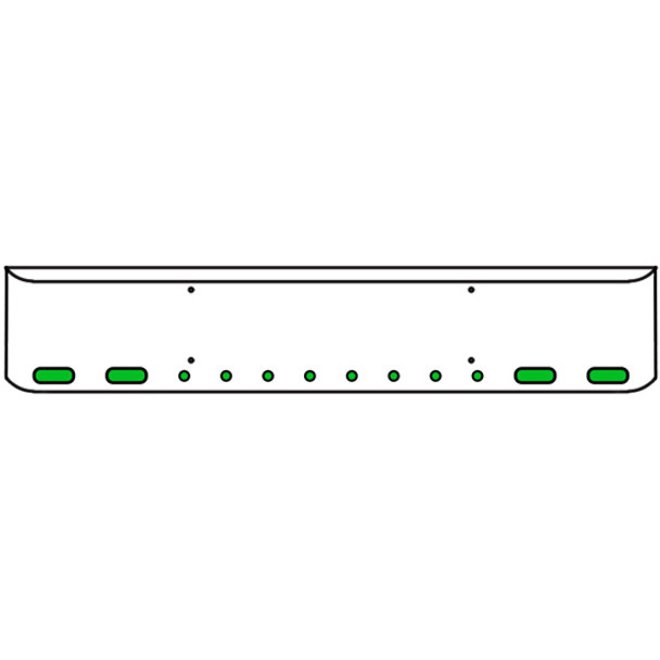 18 Inch Chrome Texas Rolled End Bumper Kit W/ Bolt Holes And 4 Oval-8 Round 2 Inch Amber-Green Dual Revolution Lights With Visors For Western Star 4700SF 2013 - Current