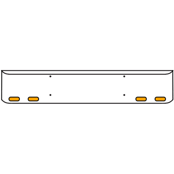 Western Star 18 Inch Chrome Texas Rolled End Bumper Kit W/ Bolt Holes And 4 Oval Amber-Clear Mirage Lights With Visors For  4700SF 2013 - Current