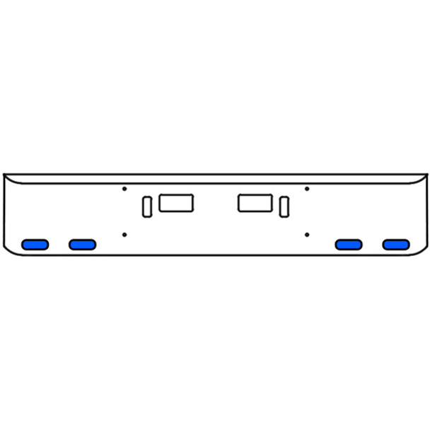 Western Star 18 Inch Chrome Texas Rolled End Bumper Kit W/ Step & Tow Holes And 4 Oval Amber-Blue Dual Revolution Lights For 4700SF 2013 - Current