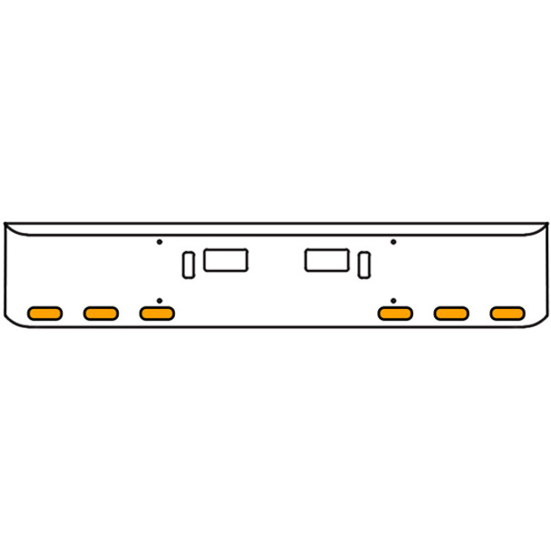 Western Star 18 Inch Chrome Texas Rolled End Bumper Kit W/ Step & Tow Holes And 6 Oval Amber-Clear Mirage Lights For 4700SF 2013 - Current