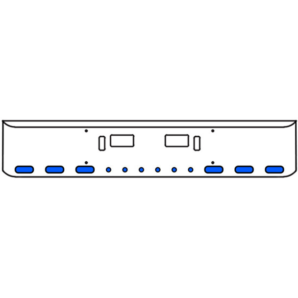 Western Star 18 Inch Chrome Texas Rolled End Bumper Kit W/ Step & Tow Holes And 6 Oval-6 Round 2 Inch Amber-Blue Dual Revolution Lights With Visors For 4700SF 2013 - Current