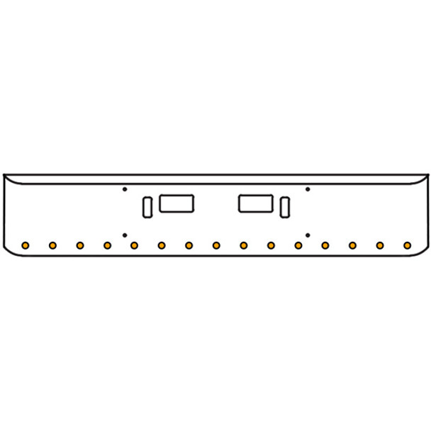Western Star 18 Inch Chrome Texas Rolled End Bumper Kit W/ Step & Tow Holes And 15 Round 2 Inch Amber-Clear Mirage Lights For  4700SF 2013 - Current