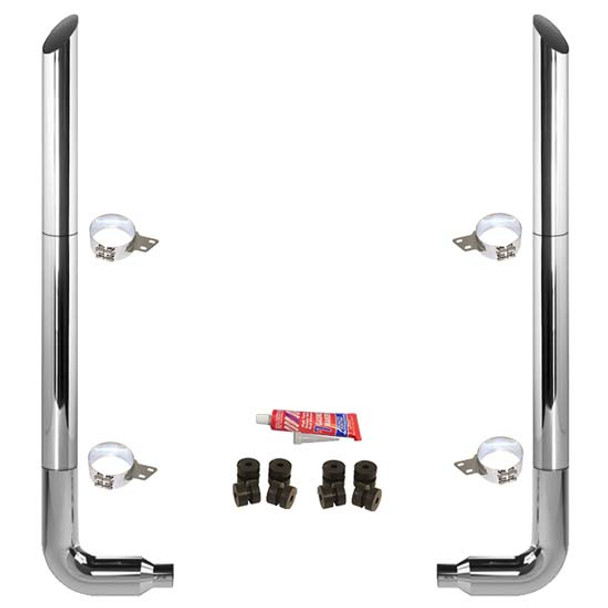 BESTfit 6-5 X 108 Inch Chrome Exhaust Kit W/  Miter Cut Top Stack  Long Drop Elbows No Tee Peterbilt 378, 379, 389 Glider (1987-2003) 52 Inch Standard Spool Only Non-Unibilt
