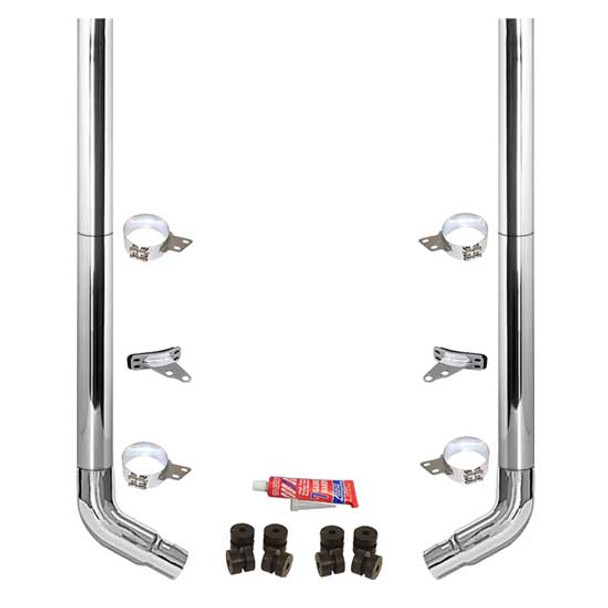 BESTfit 6-5 X 114 Inch Chrome Exhaust Kit W/  Flat Top Top Stack  OE Style Elbows  Peterbilt (2005-Newer) 55 Inch Standard Spool Only Unibilt