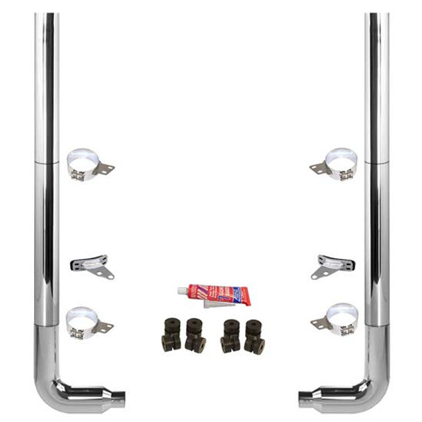 BESTfit 6-5 X 96 Inch Chrome Exhaust Kit W/  Flat Top Top Stack  Long Drop Elbows No Tee Peterbilt 378, 379, 389 Glider (1987-2003) 52 Inch Standard Spool Only Unibilt