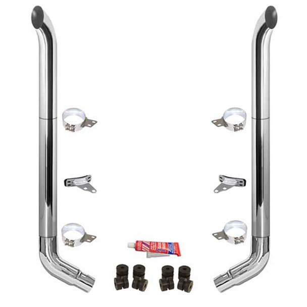 BESTfit 6-5 X 96 Inch Chrome Exhaust Kit W/  West Coast Turn Top Stack  OE Style Elbows  Peterbilt (2005-Newer) 55 Inch Standard Spool Only Unibilt