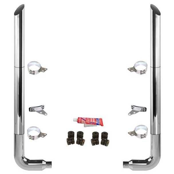BESTfit 7-5 X 96 Inch Chrome Exhaust Kit W/  Miter Cut Top Stack  Long Drop Elbows No Tee Peterbilt (1987-2003) 52 Inch Standard Spool Unibilt
