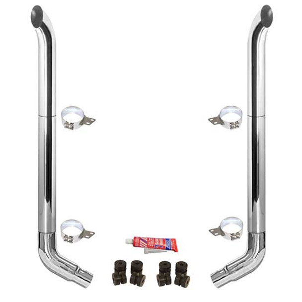 BESTfit 8-5 X 114 Inch Chrome Exhaust Kit W/  West Coast Turn Top Stack  OE Style Elbows  Peterbilt (1987-2003) 52 Inch Standard Spool Non-Unibilt