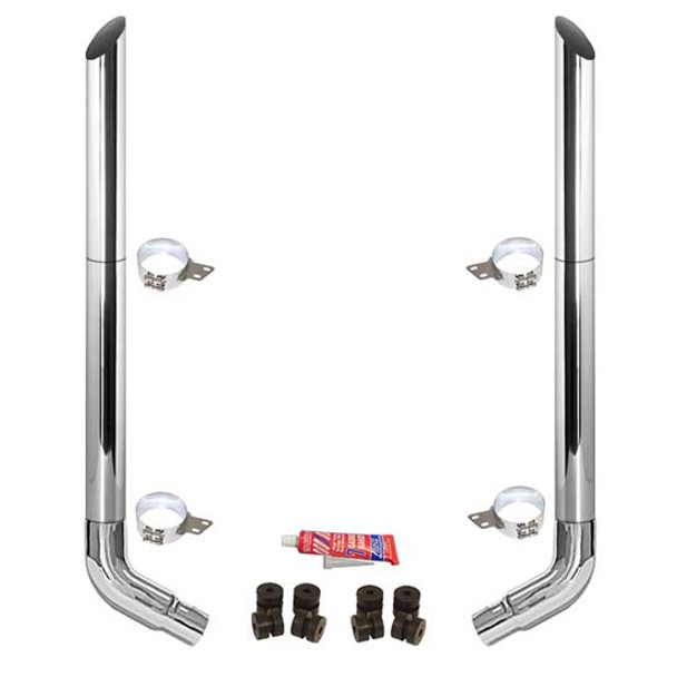 BESTfit 8-5 X 120 Inch Chrome Exhaust Kit W/  Miter Cut Top Stack  OE Style Elbows  Peterbilt (2005-Newer) 55 Inch Quiet Spools Non-Unibilt