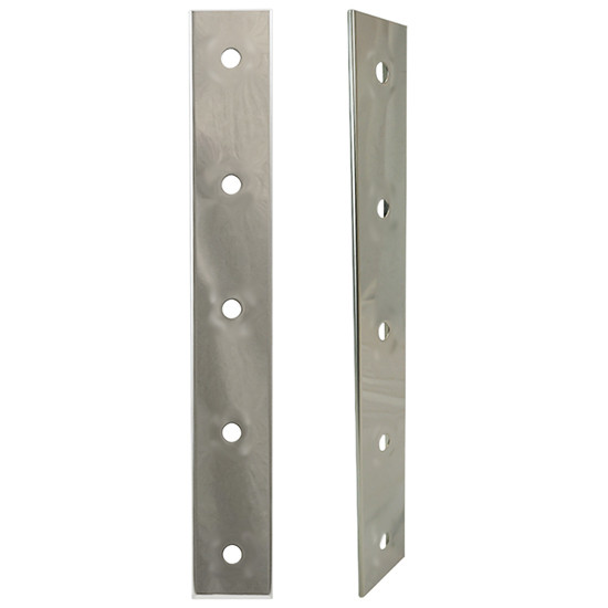 Chrome Shop Mafia Stainless Steel Rear Breather Panels W/ Five 3/4 Inch Round Light Holes, 3 Bolt For Peterbilt 589