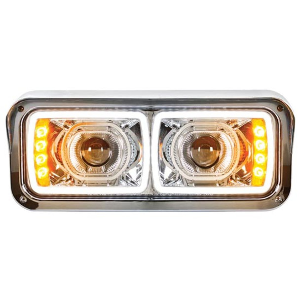 BESTfit 4 X 6 Inch LED Dual Function Chrome Projection Headlight - Driver Side For Freightliner, Kenworth, Peterbilt, Western Star