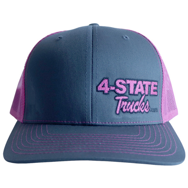 4 State Trucks Pink Logo Charcoal Gray Trucker Hat - Snap Back