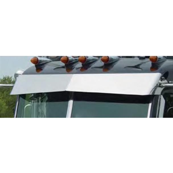 Peterbilt 14 Inch Stainless Steel Blind Mount Drop Visor W/ 10 Front Button Lights - Amber LEDS / Amber Lens