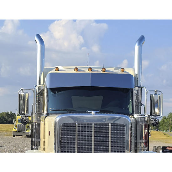 Peterbilt 589 High Roof 2024 12 Inch 304 SS 16 Gauge Straight Drop Visor