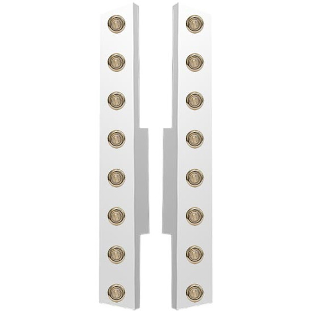 Stainless Steel Rear Air Cleaner Panels with Red LED Lights & Clear Lens for Peterbilt 388/389 with 15-Inch Donaldson Premium Air Cleaners