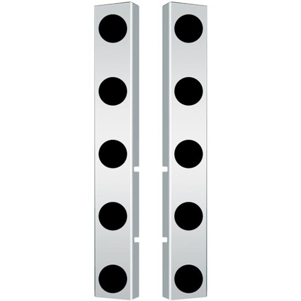 Valley Chrome Stainless Steel Front Air Cleaner Panels with Light Holes for Peterbilt 378/379 – For Vortox Air Cleaners