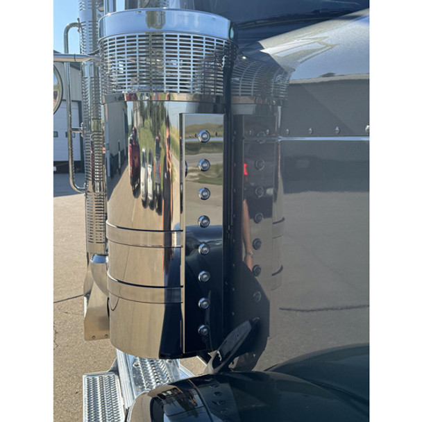 Peterbilt 589 Stainless Steel Rear Air Cleaner Light Panel W/ 16 3/4 Inch Light Holes