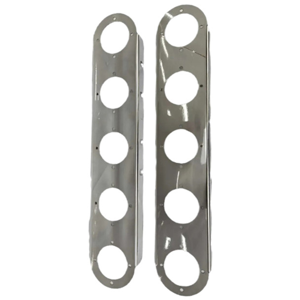 304 Stainless Steel Front Air Cleaner Light Brackets with 5 Watermelon Light Holes for Peterbilt 378, 379, 388, 389, and 389 Glider