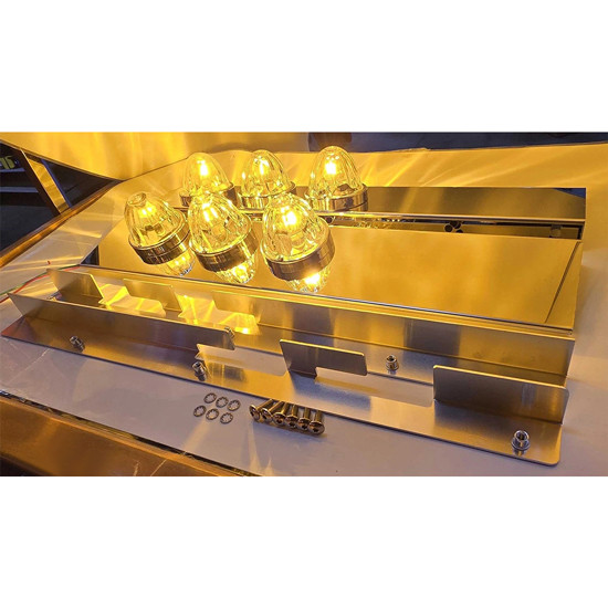 Peterbilt 589 Stainless Steel Strap Mount Rear Air Cleaner Light Panel W/ 6 Watermelon Light Holes