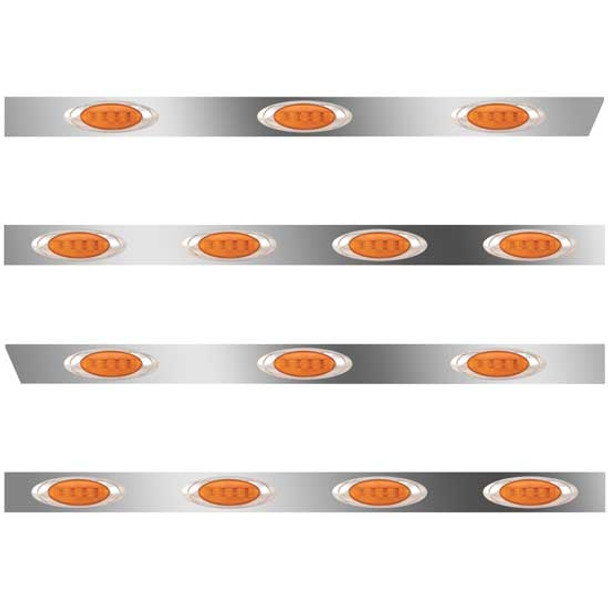 389 3 In. SS Cab-Sleeper Panels 14 P1 Amber/Amber LEDs  For Glider 63/72 Inch Unibilt - No Extenders