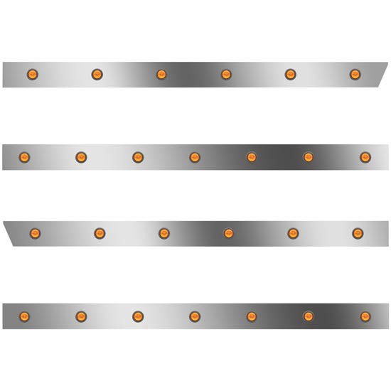 389 3 In SS Extd Cab/Sleeper Panel Kit W/ 20 Round Amber/Amber LEDs  For  Glider W/ 48/58 In Sleeper