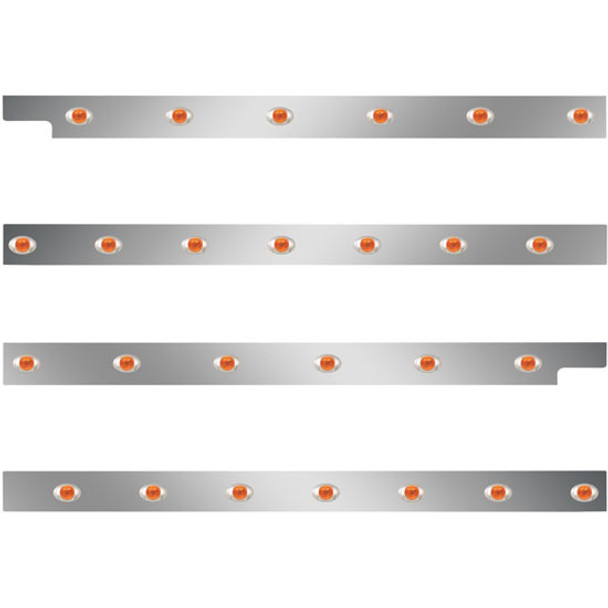 Peterbilt 2.5 Inch SS Cab-Sleeper Panels W/ 26 P3 Amber/Amber LEDs  For 567 121BBC, 579 123BBC