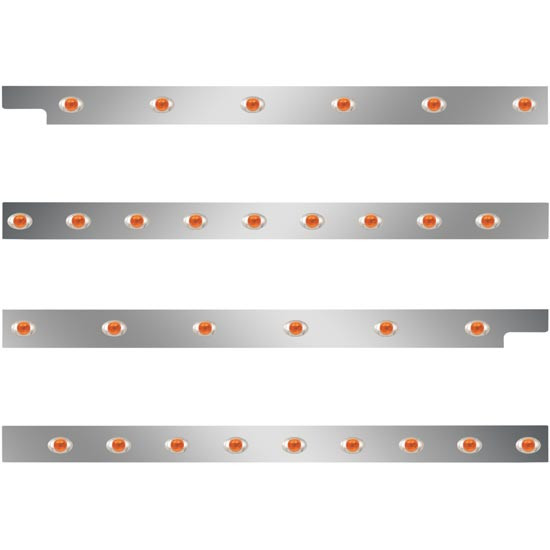 Peterbilt 2.5 Inch S.S. Cab-Sleeper Panels W/ 30 P3 Amber/Amber LEDs  For 567 121BBC, 579 123BBC
