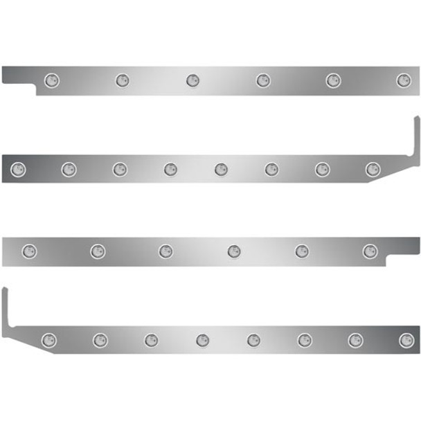 Peterbilt 2.5 Inch S.S. Cab-Sleeper Panels W/ 28 - 3/4 Inch Amber/Clear LEDs  For 567 121BBC, 579 123BBC