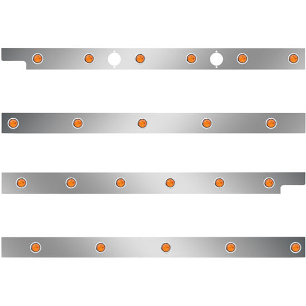 Peterbilt 2.5 Inch S.S. Cab-Sleeper Panels W/ 22 - 3/4 Inch Amber/Amber LEDs  For 567 121BBC, 579 123BBC