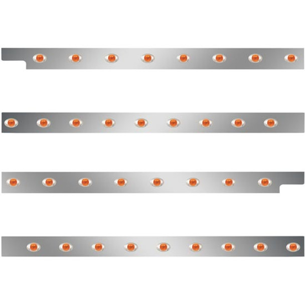 Peterbilt 2.5 Inch S.S. Cab-Sleeper Panels W/ 34 P3 Amber/Amber LEDs  For 567 121BBC, 579 123BBC