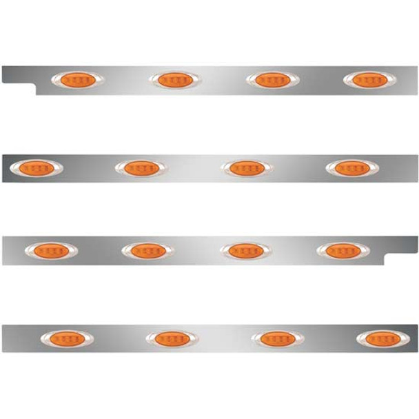 Peterbilt 2.5 Inch SS Cab-Sleeper Panels W/ 16 P1 Amber/Amber LEDs  For 567 121BBC, 579 123BBC