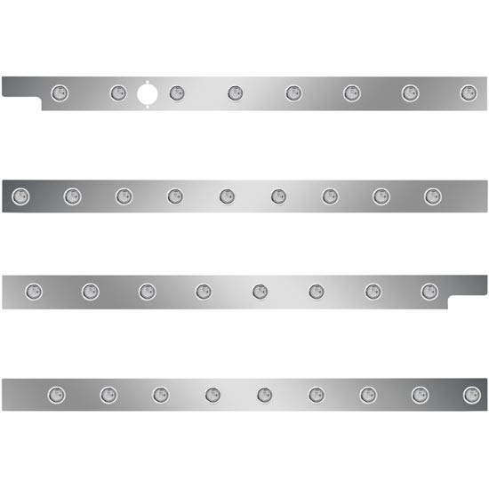 Peterbilt 2.5 Inch S.S. Cab-Sleeper Panels W/ 34 - 3/4 Inch Amber/Clear LEDs  For 567 121BBC, 579 123BBC