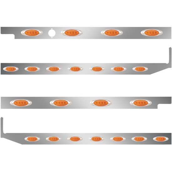 Peterbilt 2.5 Inch SS Cab-Sleeper Panels W/ 22 P1 Amber/Amber LEDs  For 567 121BBC, 579 123BBC