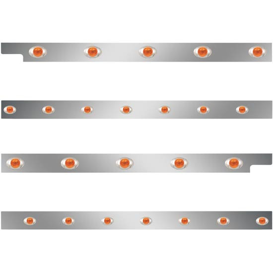 Peterbilt 2.5 Inch S.S. Cab-Sleeper Panels W/ 24 P3 LEDs  For 567 113BBC, 579 117BBC SBA W/ 58 Inch Sleeper