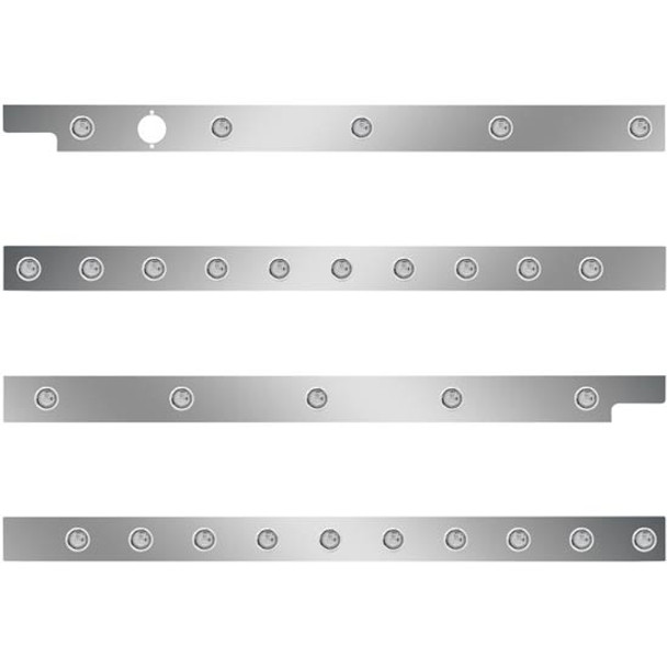 Peterbilt SS Cab/Sleeper Panel Kit W/ 1 Plug Cutout & 3/4 Inch Round LED Lights - Amber LED/ Clear Lens For 567, 579 SBA W/ Cab Mount Exhaust & 80 Inch Sleeper