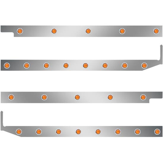 Peterbilt 2.5 Inch S.S. Cab-Sleeper Panels W/ 26 - 3/4 Inch LEDs  For 567 113BBC, 579 117BBC SBA W/ 44 Inch Sleeper