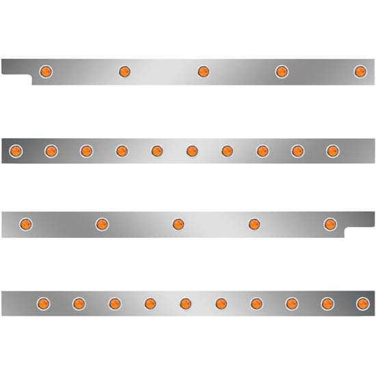 Peterbilt 2.5 Inch S.S. Cab-Sleeper Panels W/ 30 - 3/4 Inch LEDs  For  567 113BBC, 579 117BBC SBA W/ 80 Inch Sleeper