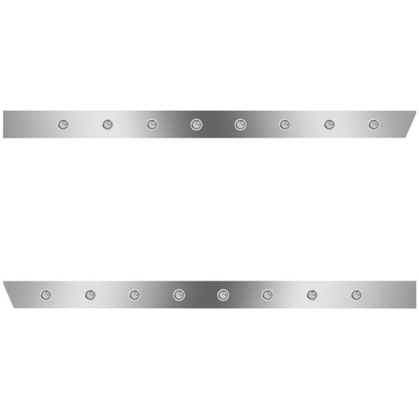 Peterbilt 3 Inch Stainless Extended Cab Panels W/ 16 - 3/4 Inch Amber/Clear Lights  For 389 131 BBC