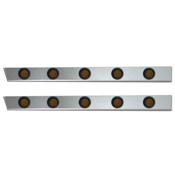42-Inch Stainless Steel Cab Panels with 10 Amber LED Lights for Peterbilt 359, 378, and 379