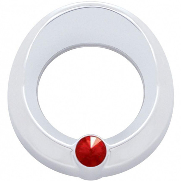 Peterbilt 2 5/16 Inch Chrome Small Gauge Bezel W/ Visor & Red Jewel Peterbilt 2 5/16 Inch Chrome Small Gauge Bezel W/ Visor & Red Jewel