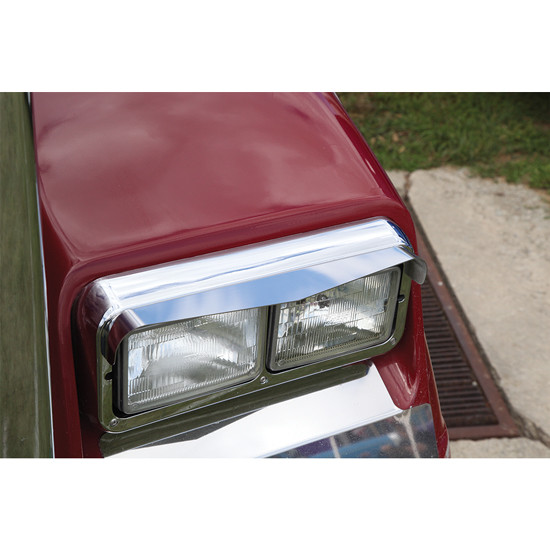Stainless Steel Dual Rectangular Single Point Headlight Visors for Peterbilt 379