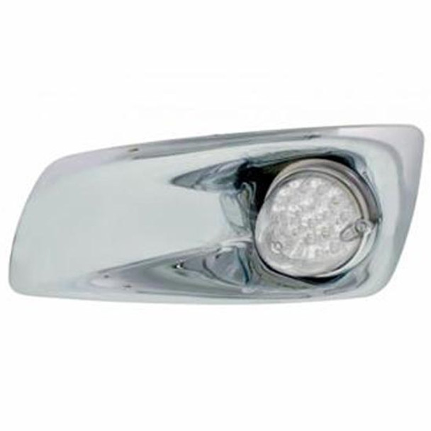 Kenworth Chrome Plastic Front Bumper Light Bezel W/ 19 Led Reflector Light - Driver Side